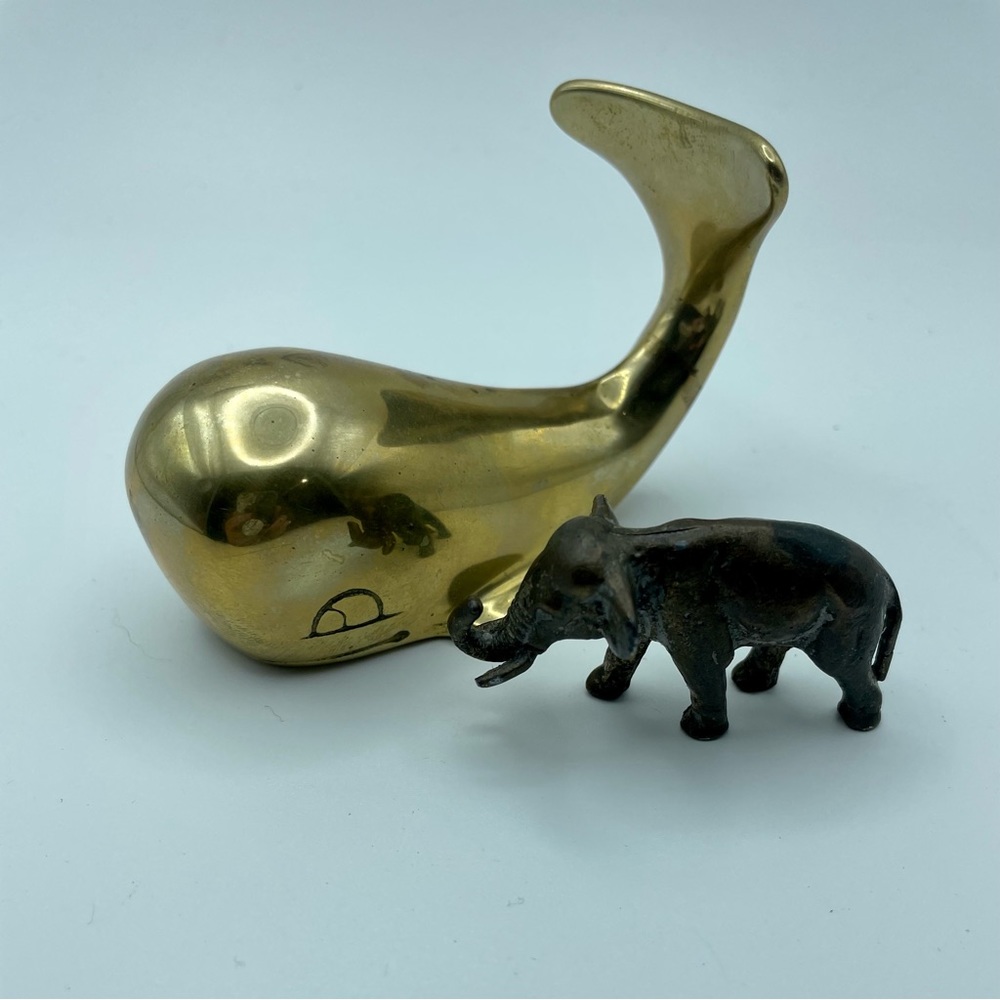 Vintage Brass Whale. Cute and sweet! Can be used as a paper weight, fun gift!